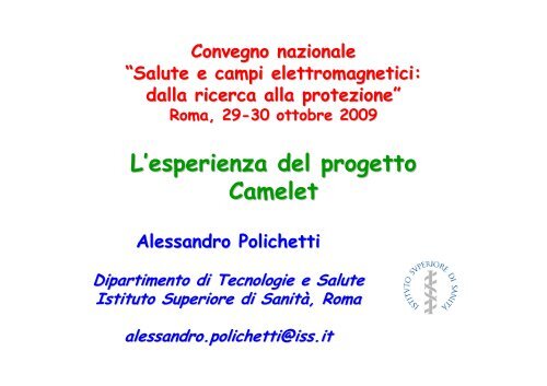 L'esperienza del progetto Camelet - Istituto Superiore di SanitÃ 