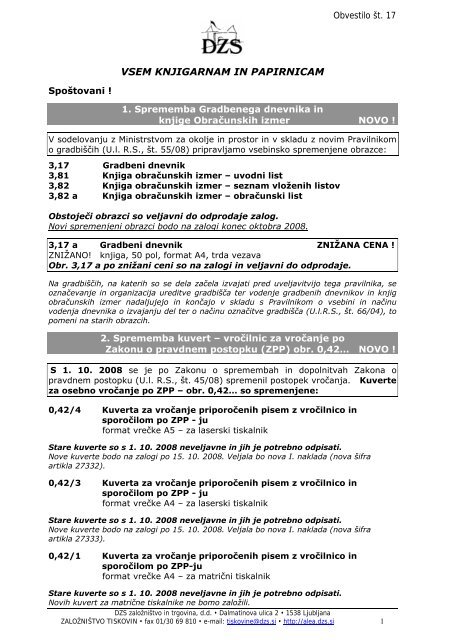 VSEM KNJIGARNAM IN PAPIRNICAM - Alea - DZS