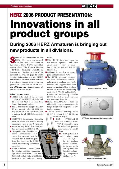 innovations in all product areas innovations in all ... - Herz Valves UK