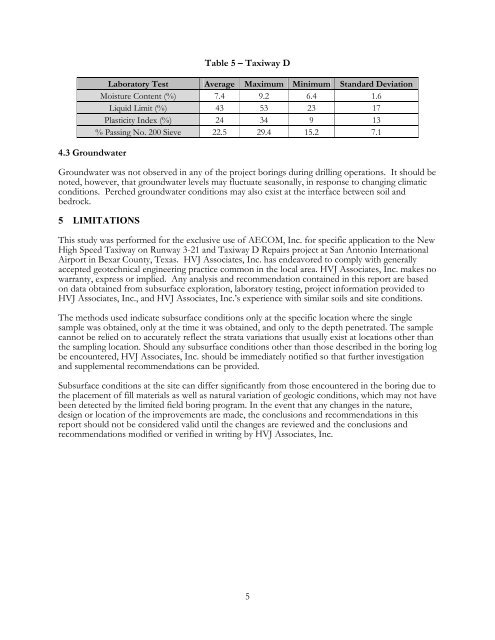 Geotechnical Investigation Report - The City of San Antonio