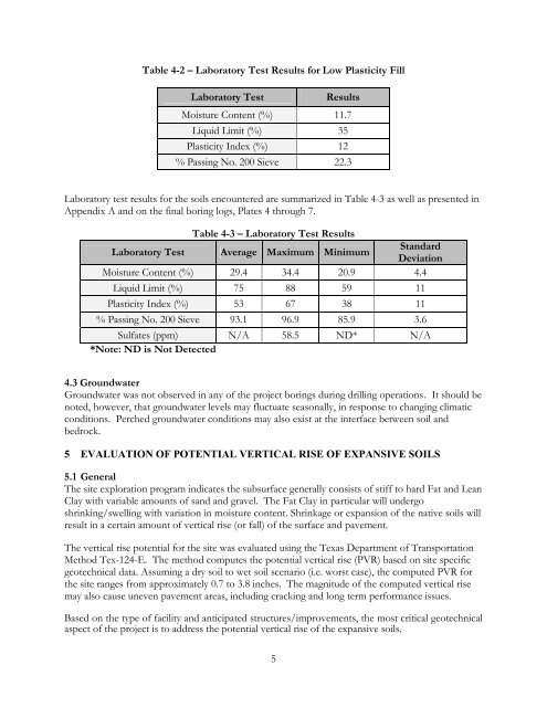 Geotechnical Investigation Report - The City of San Antonio