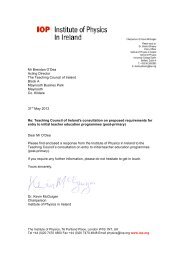 Response from the Institute of Physics in Ireland re the Teaching ...