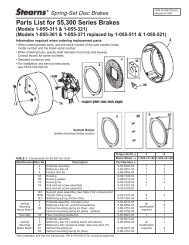 Parts List for 55,300 Series Brakes - Stearns - Rexnord