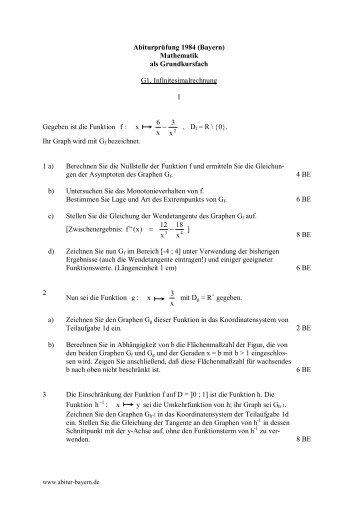 Abiturprüfung 1984 (Bayern) Mathematik als ... - Abitur Bayern