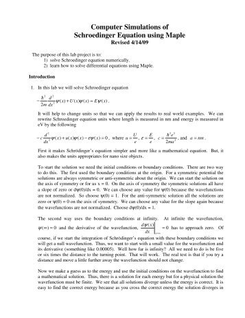 Computer Simulations of Schroedinger Equation using Maple