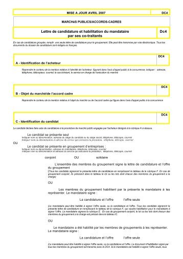 Lettre de candidature et habilitation du mandataire par ses co ...