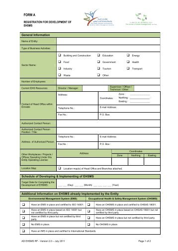 Form A - The Center of Waste Management