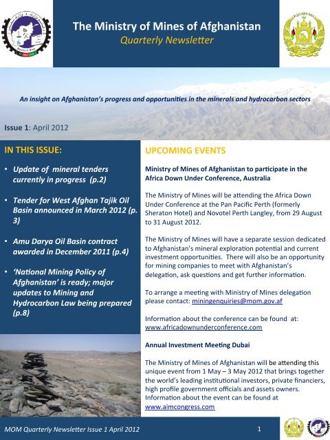 First Newsletter - Ministry of Mines