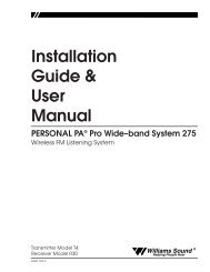 Installation Guide & User Manual - Williams Sound