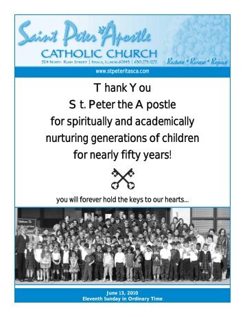 Thank You St. Peter the Apostle for spiritually and academically ...