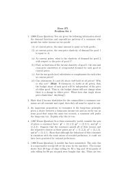 Econ 371 Problem Set 4 1. (2000 Exam Question) You are given the ...