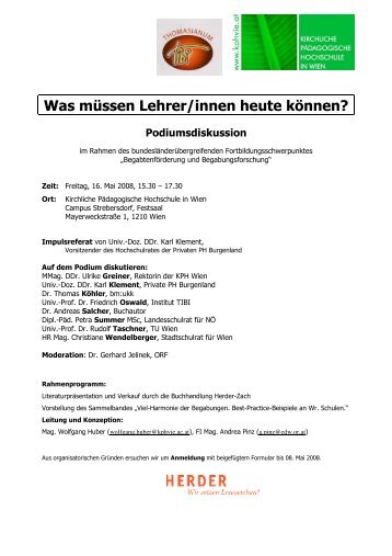 Einladung Podiumsdiskussion - Schulamt der ErzdiÃ¶zese Wien