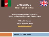 Mineral Resources of Afghanistan Driver for ... - Ministry of Mines