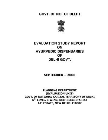 evaluation study report on ayurvedic dispensaries of ... - Planning