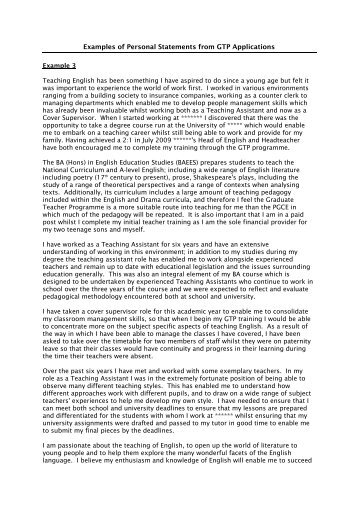 primary teaching pgce personal statement