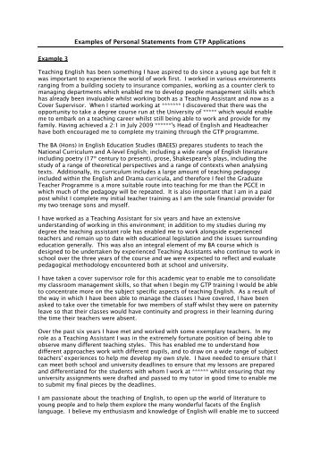 primary pgce application personal statement examples