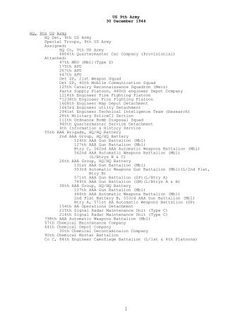 US 9th Army, 30 December 1944 - Combined Arms Research ...