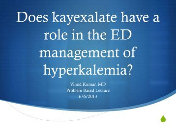 Does kayexalate have a role in the ED management of hyperkalemia?