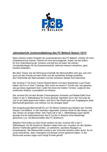 Jahresbericht Juniorenobmann - FC Bellach