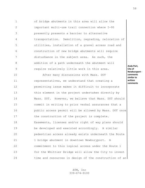 Final Environmental Impact Report - Whittier Bridge/I-95 ...