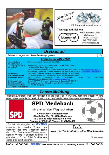 SPORTECHO Nr.261,Ausgabe 05/2007 Erfolgreicher Arbeitseinsatz ...