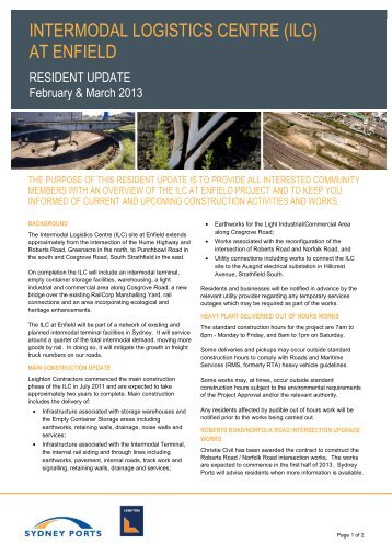 ILC - LCPL - CC - Resident Update Main Works Feb ... - Sydney Ports