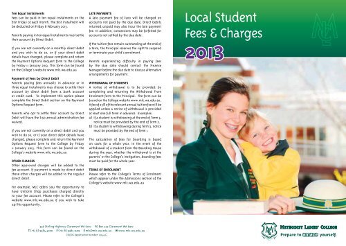 Local Student Fees & Charges - Methodist Ladies' College