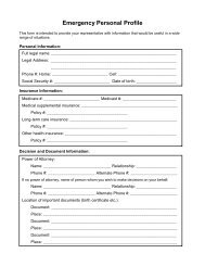 Emergency Personal Profile Form for Caregivers