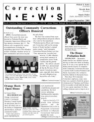 Correction News - Aug/Sept 2001 - North Carolina Department of ...