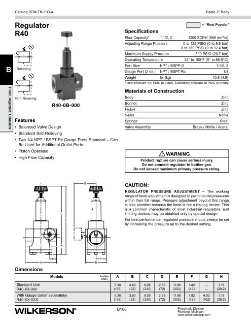 R40 Series - Wilkerson Corporation