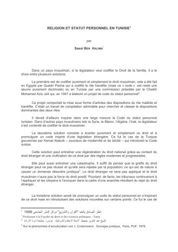 RELIGION ET STATUT PERSONNEL EN TUNISIE1 - Fichier PDF