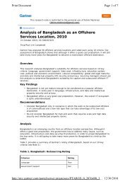 Analysis of Bangladesh as an Offshore Services Location, 2010