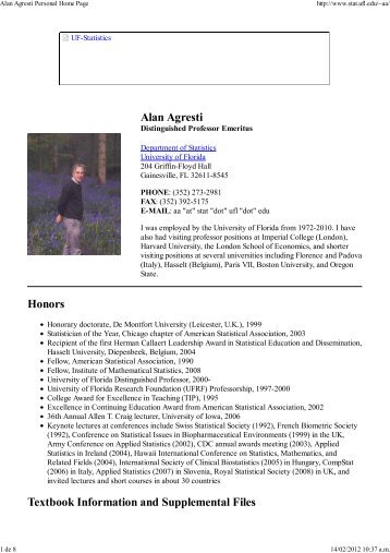 Alan Agresti Personal Home Page - Facultad de Ciencias