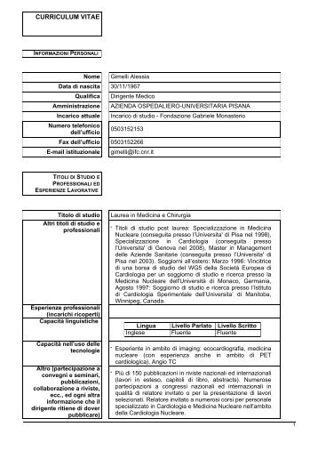 CV - Azienda Ospedaliero-Universitaria Pisana