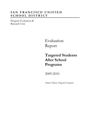 Targeted After School Evaluation Report 2009-10 - San Francisco ...