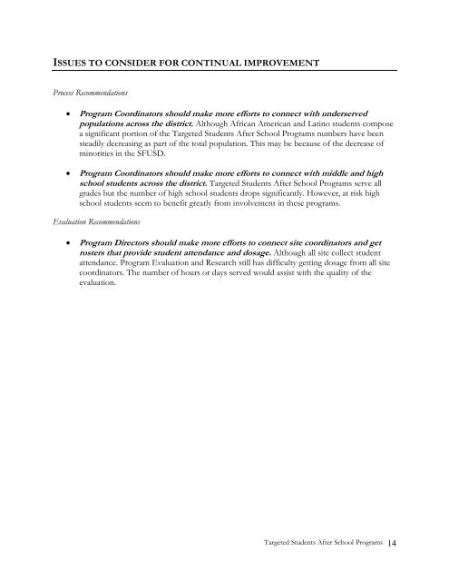 Targeted After School Evaluation Report 2009-10 - San Francisco ...