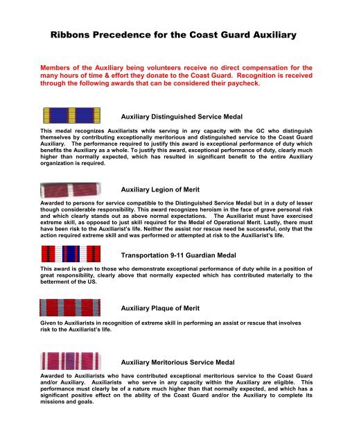 Explanation of Ribbons - USCGAUX District 7