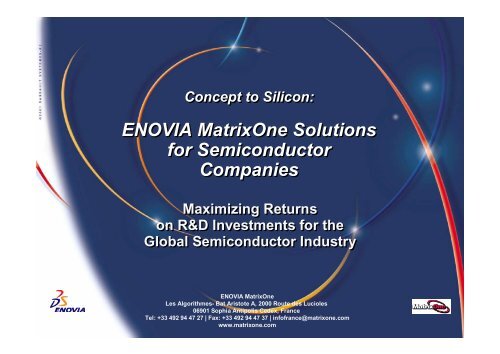 ENOVIA MatrixOne Solutions for Semiconductor Companies ...