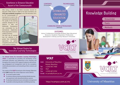 brochure vcilt teacher 17.02.11 - the University of Mauritius