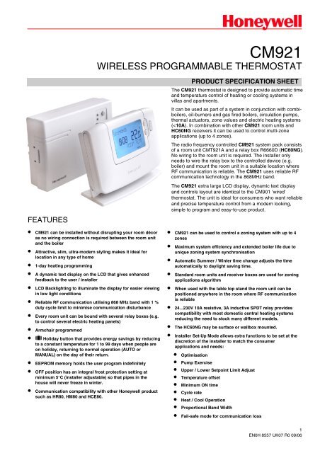 Honeywell cm921 clearance