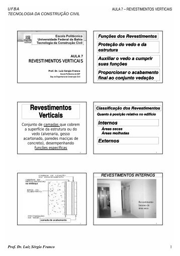 Revestimentos Verticais - Universidade Federal da Bahia