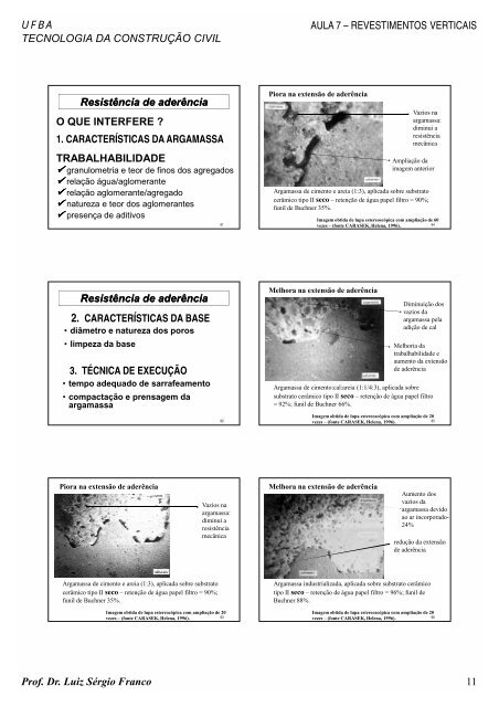 Revestimentos Verticais - Universidade Federal da Bahia