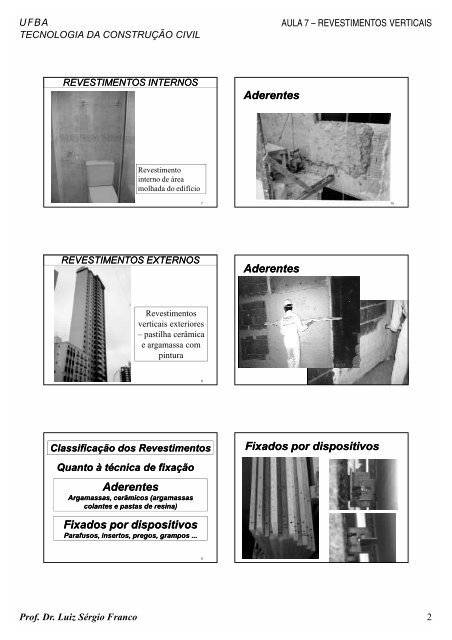 Revestimentos Verticais - Universidade Federal da Bahia