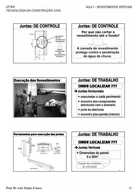 Revestimentos Verticais - Universidade Federal da Bahia