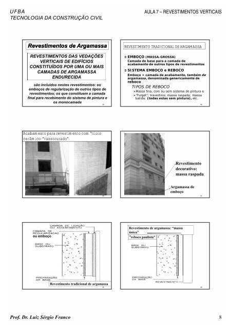 Revestimentos Verticais - Universidade Federal da Bahia