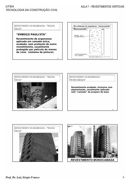 Revestimentos Verticais - Universidade Federal da Bahia