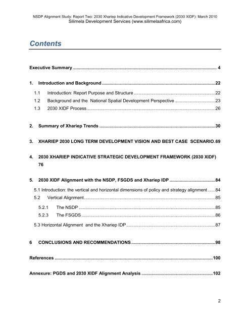 2030 Xhariep Indicative Development Framework - Arid Areas ...