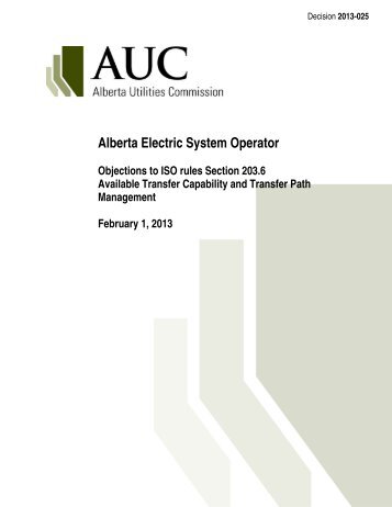 2013-025 - Alberta Utilities Commission