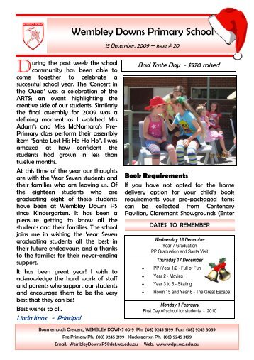 WDPS Newsletter 20 - 15 December - Wembley Downs Primary ...