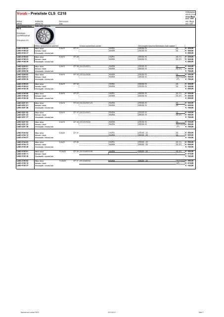 Vorab - Preisliste CLS C218